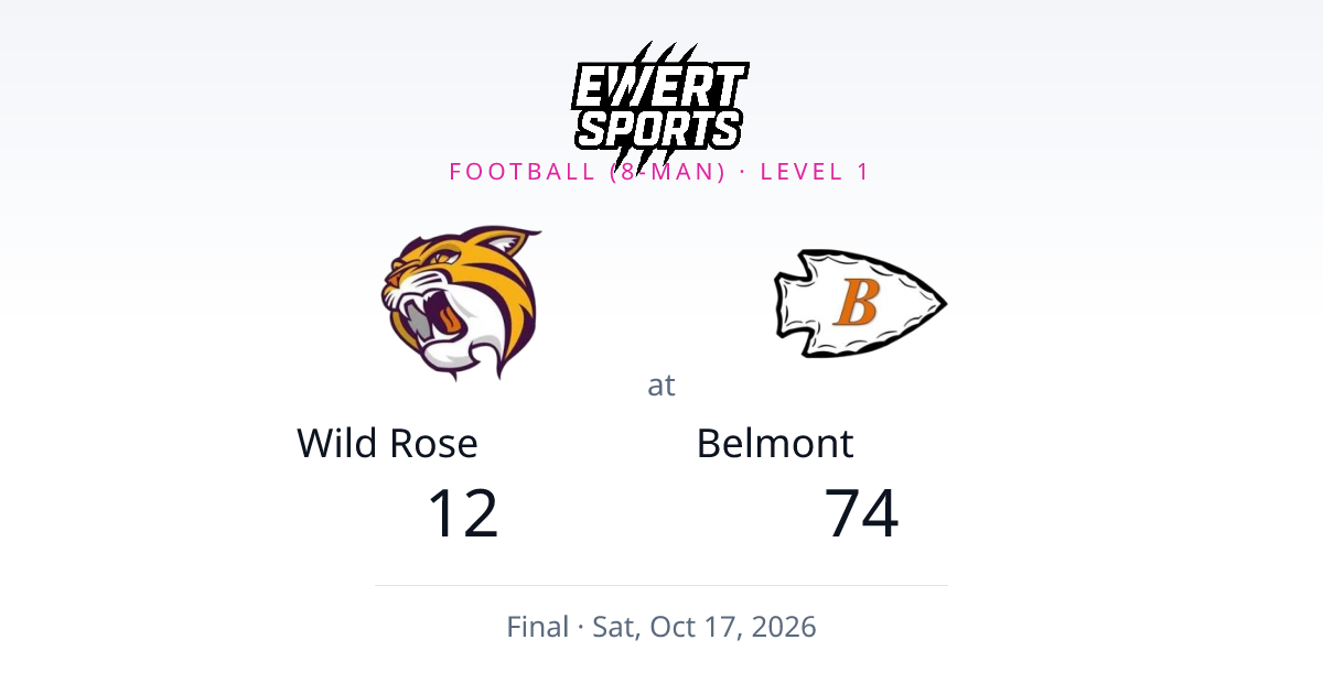 Wild Rose at Belmont — Football (8-man), Oct 17, 2026 | Ewert Sports